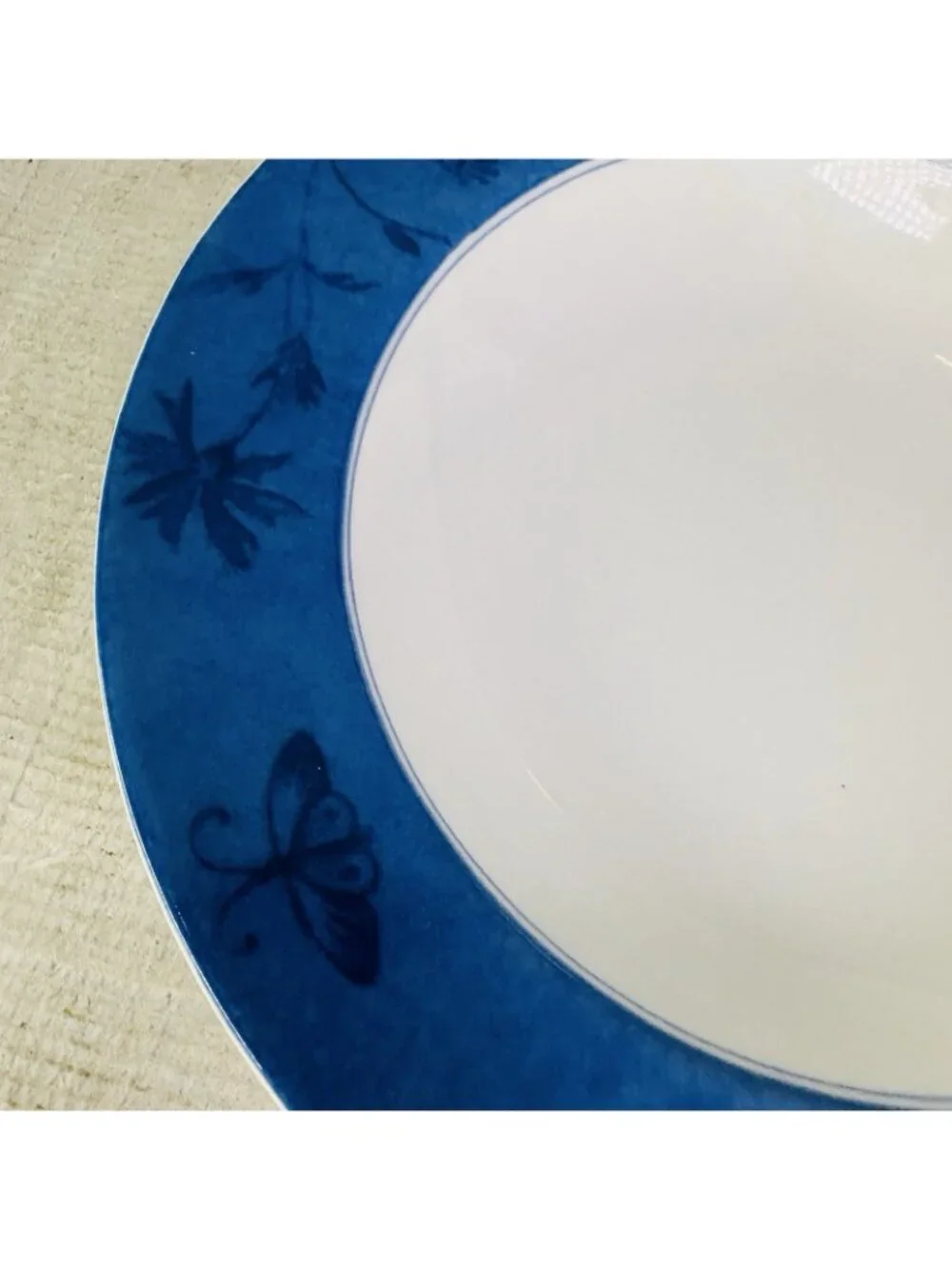 Coventry BLUE BUTTERFLY White Blue Porcelain Large Rim 9 1/4